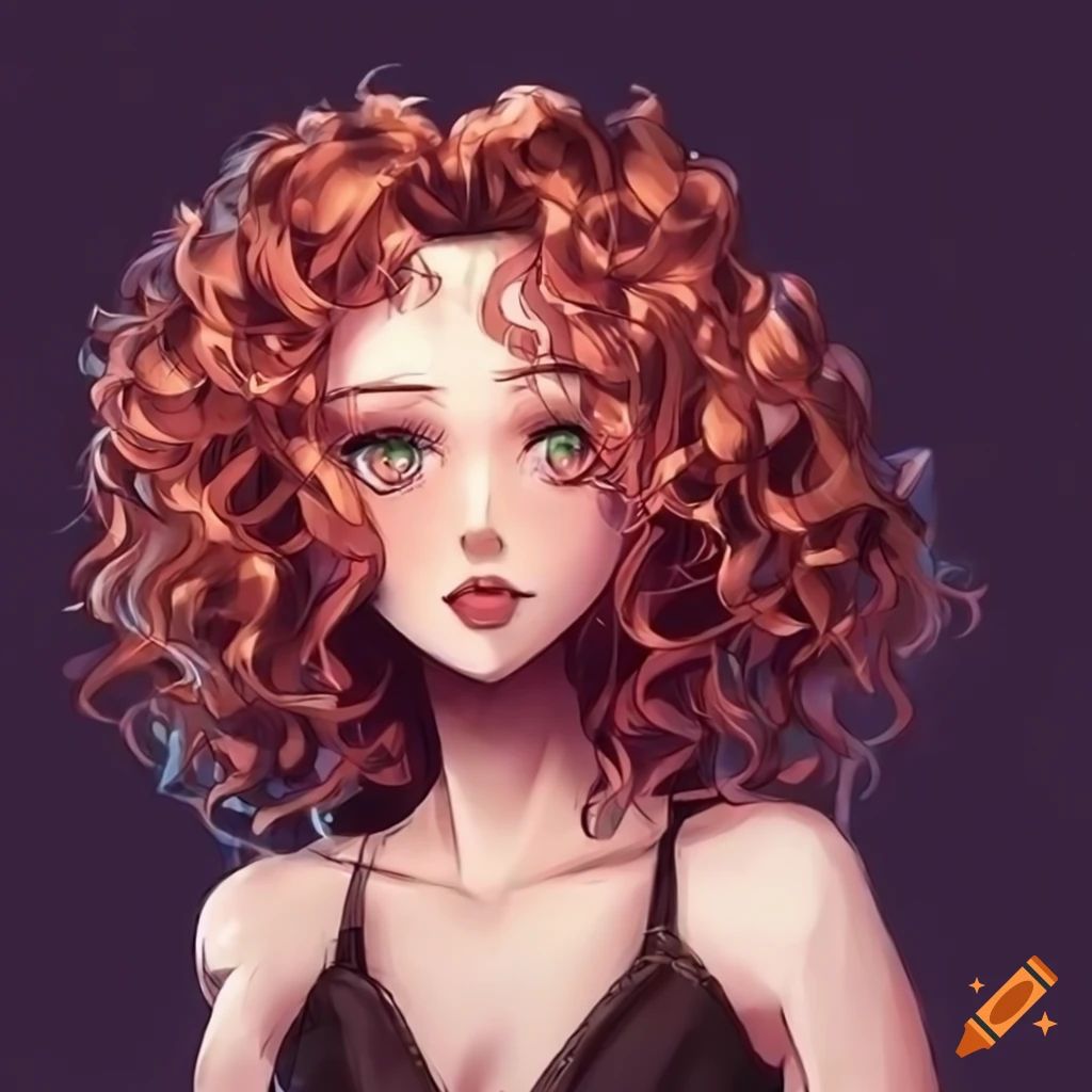 Curly hair anime woman