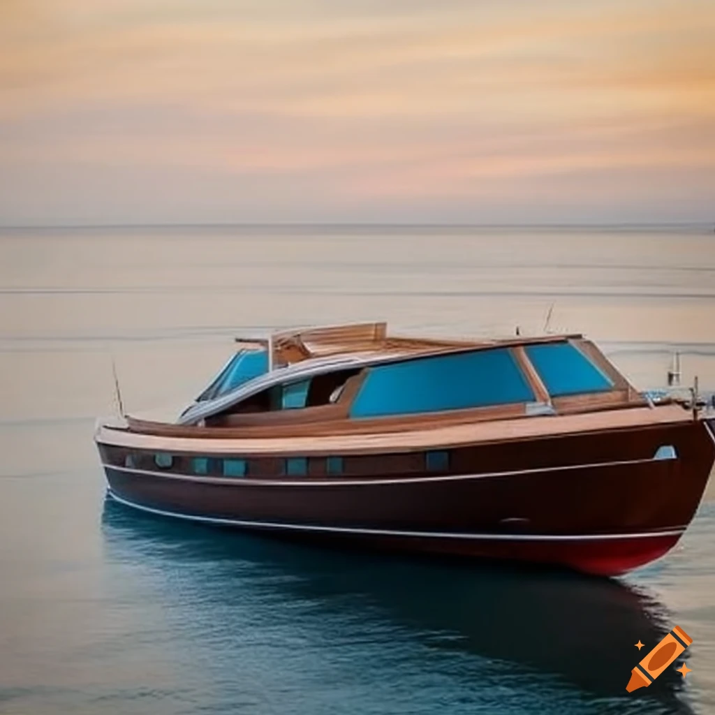 A luxurious wooden modern boat