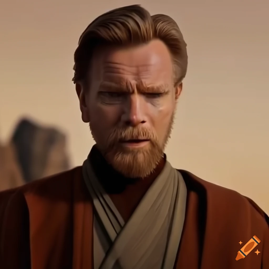 (( a medium shot photography of ewan mcgregor as obi wan kenobi in jedi