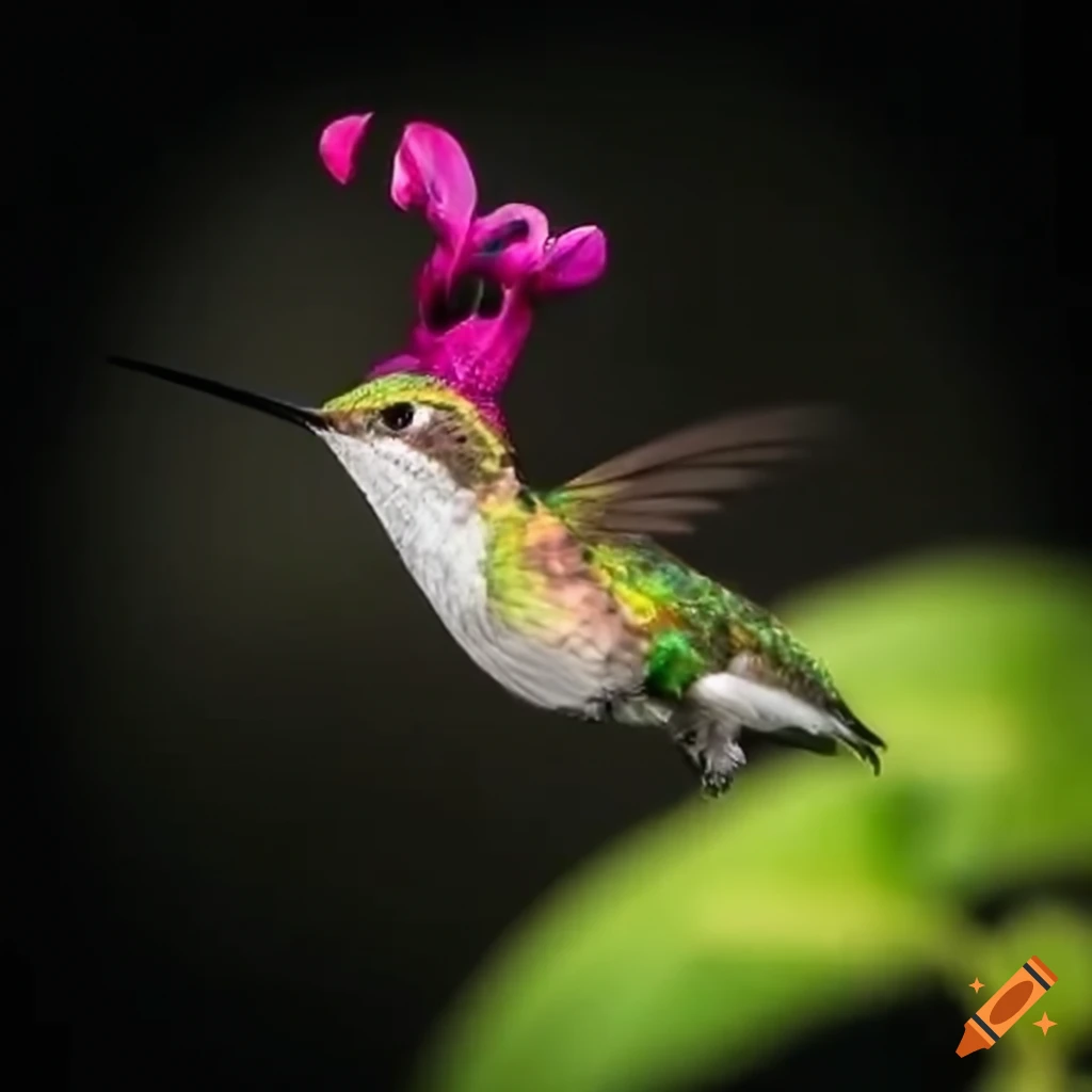 A hummingbird feeding from a flower on Craiyon Biology Diagrams