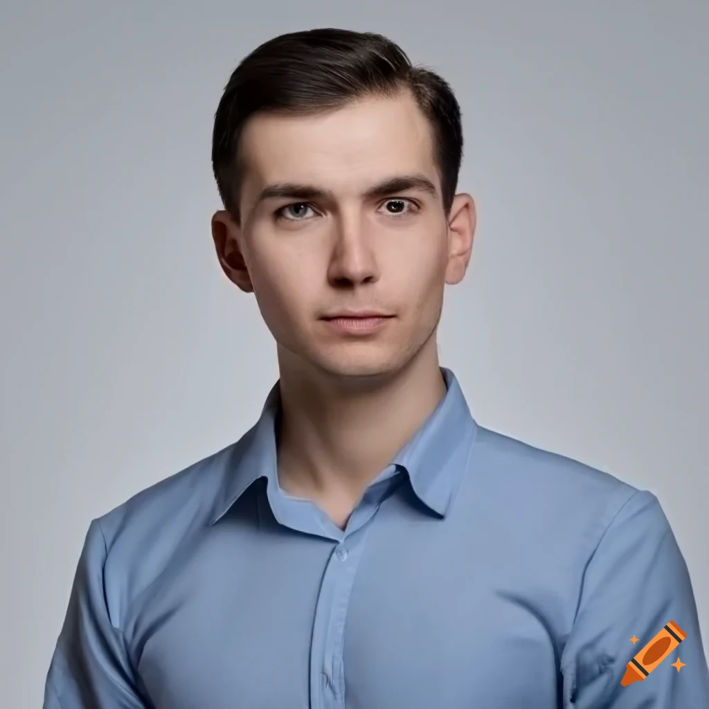 Plain professional portrait of a man for passport white shirt