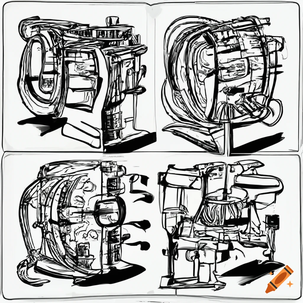 technical illustration on pure white background