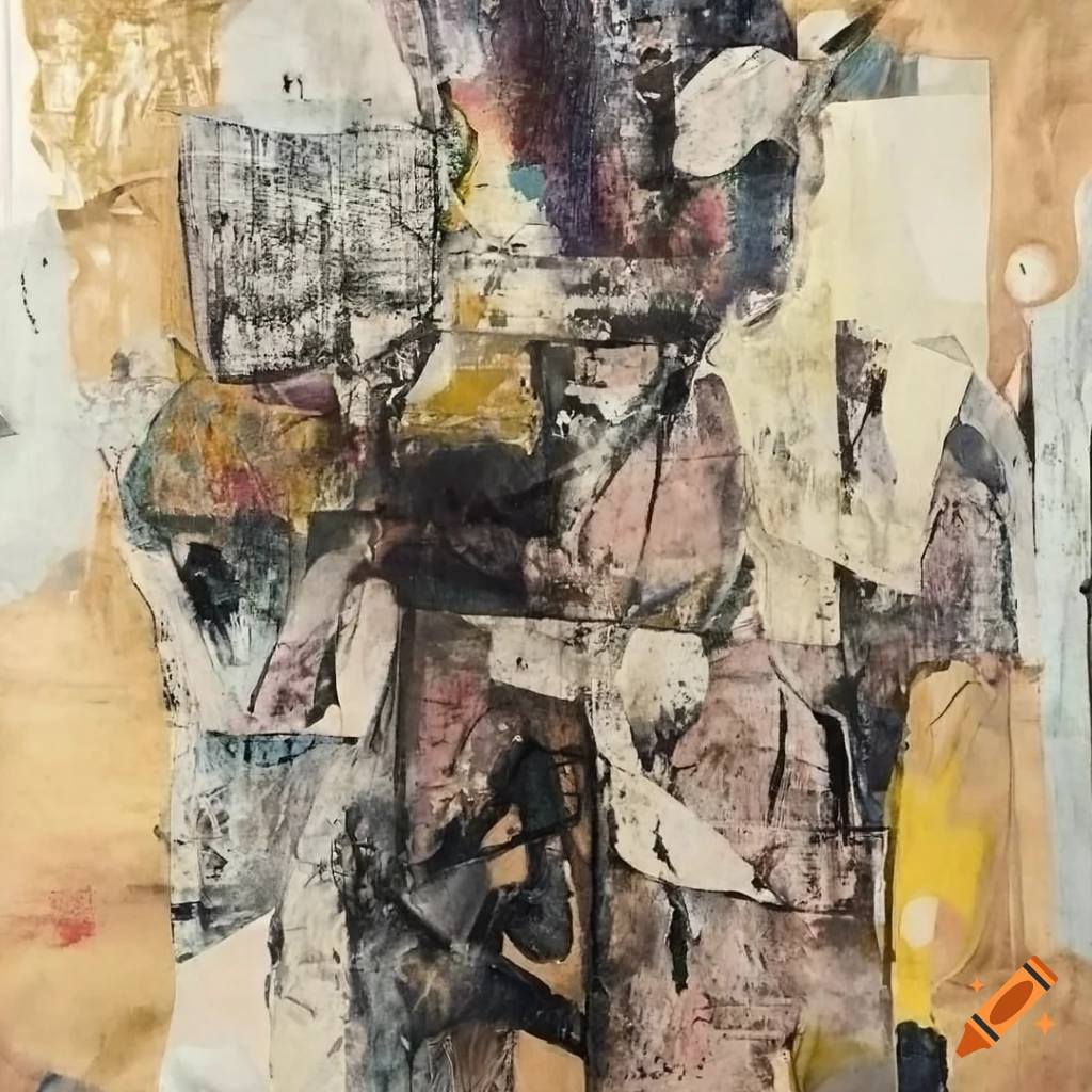 Mixed - media collage abstract painting in the style mark bradford ...