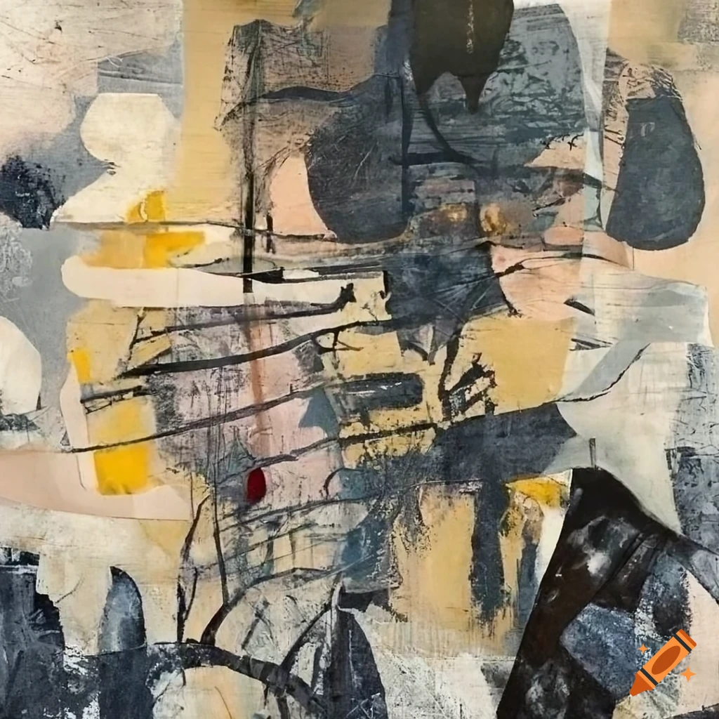 Mixed - media collage abstract painting in the style mark bradford ...