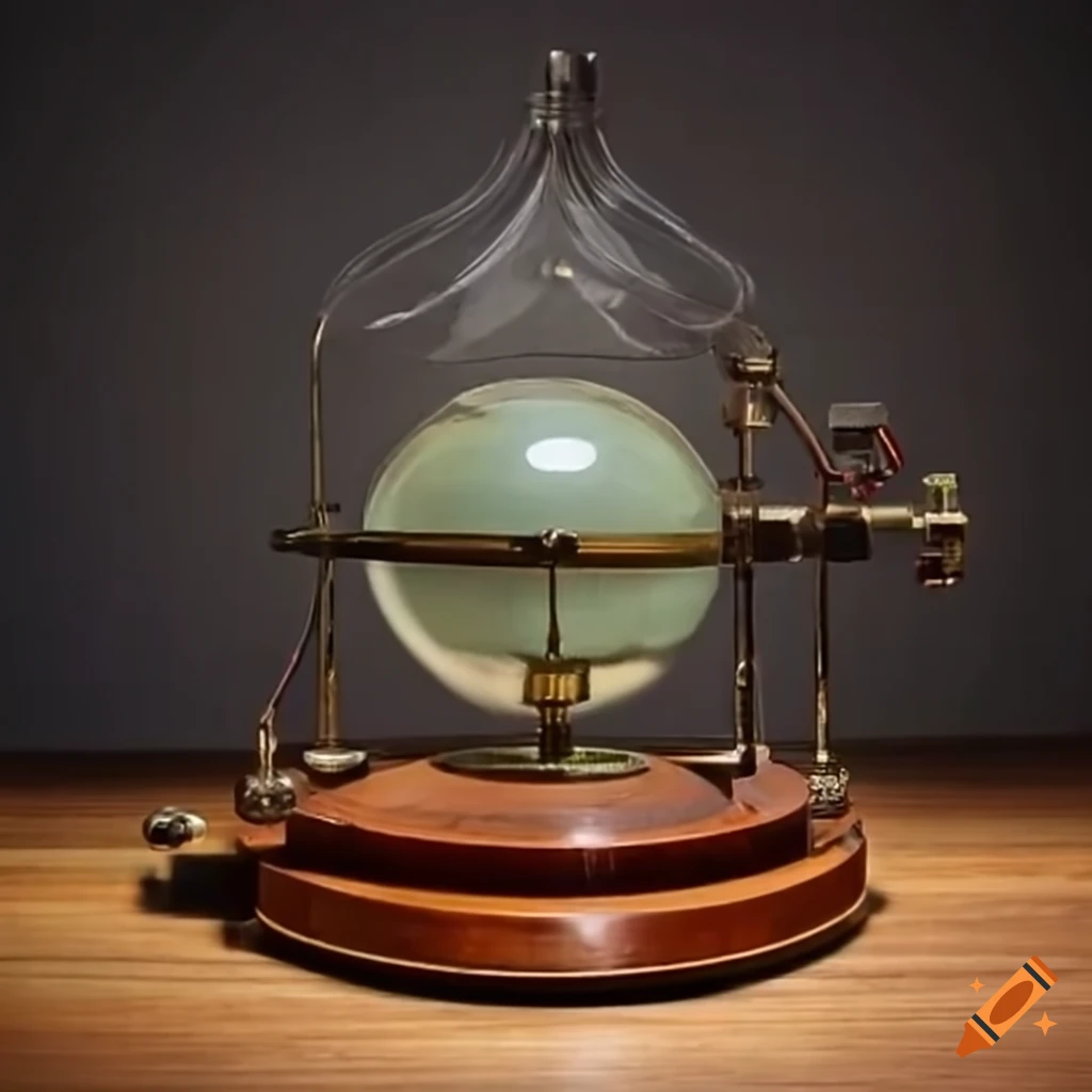Blaise pascal's calculating machines. a glass globe. a seismograph. a  manometer. a laser on Craiyon