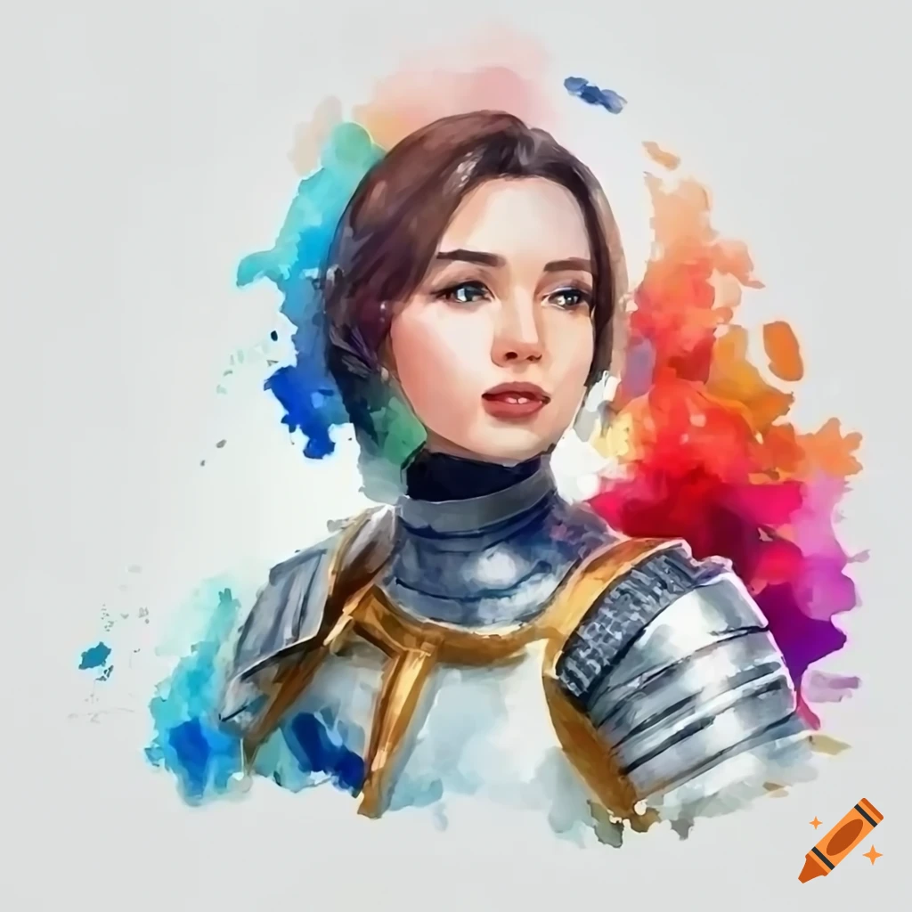 Portrait of a beautiful girl, wearing full knight armor on Craiyon