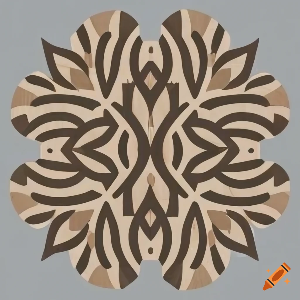 Rotating pattern, logo, simplicity, decoration, wooden leaves on Craiyon