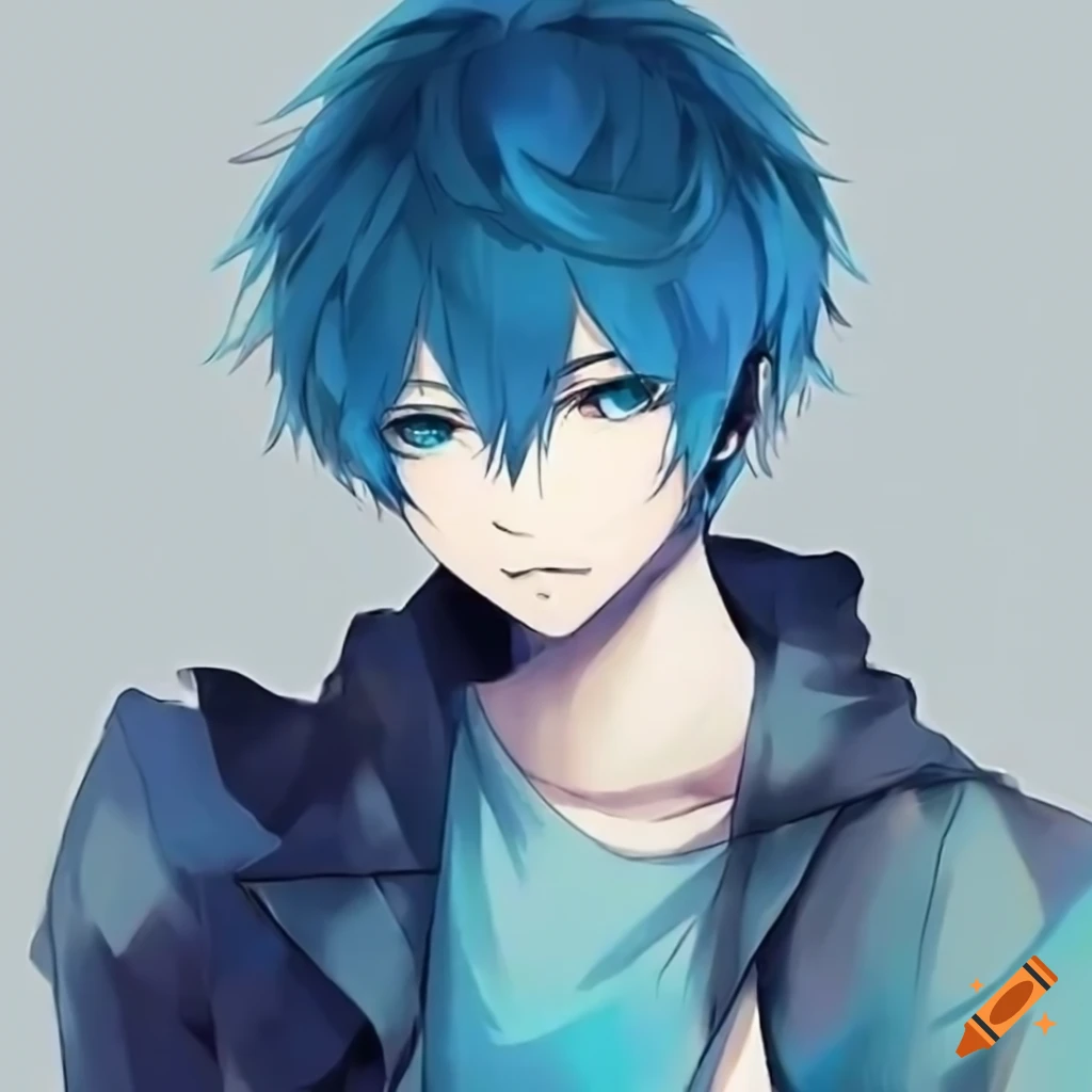 Blue hair anime guy
