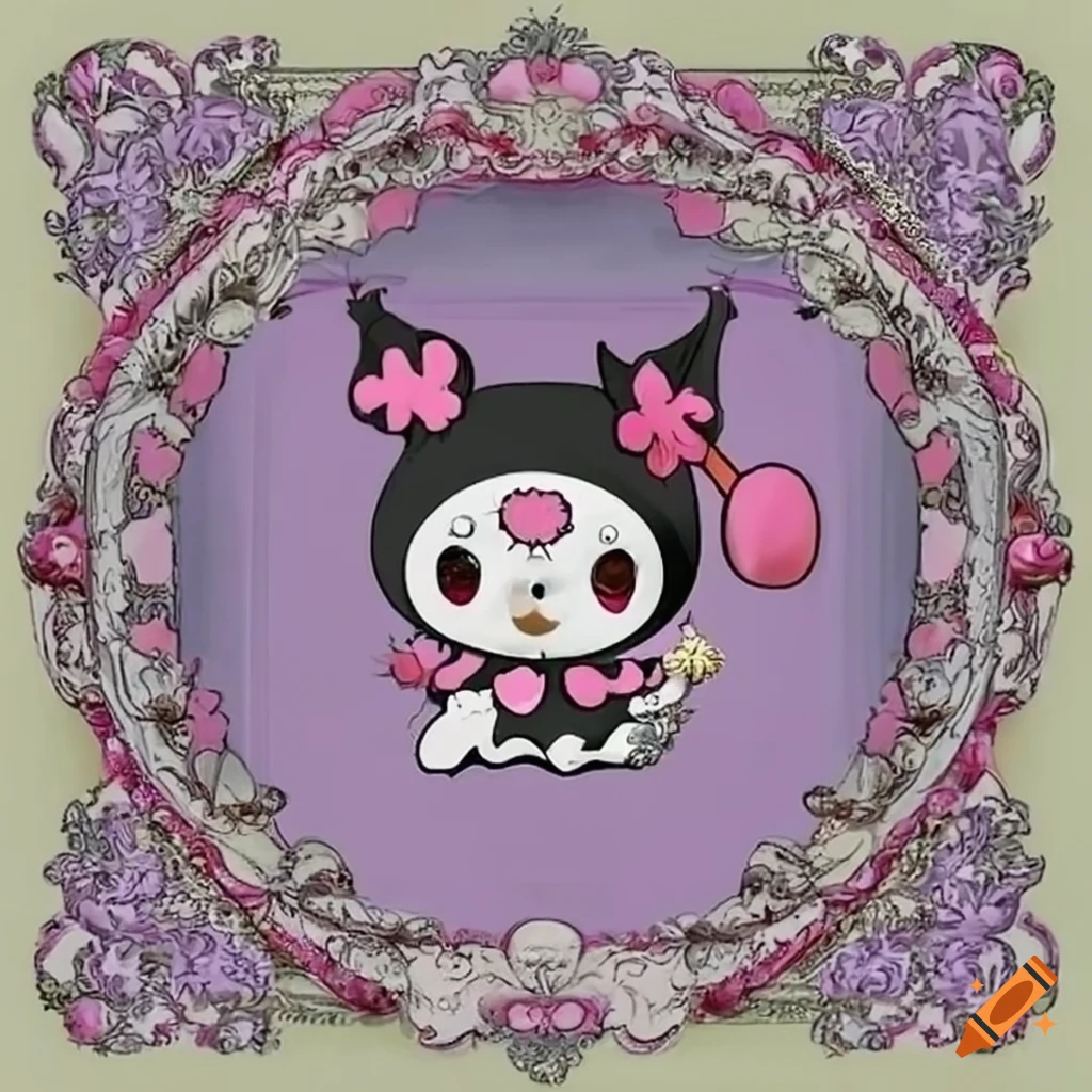 Kuromi and Melody in elegant Baroque style