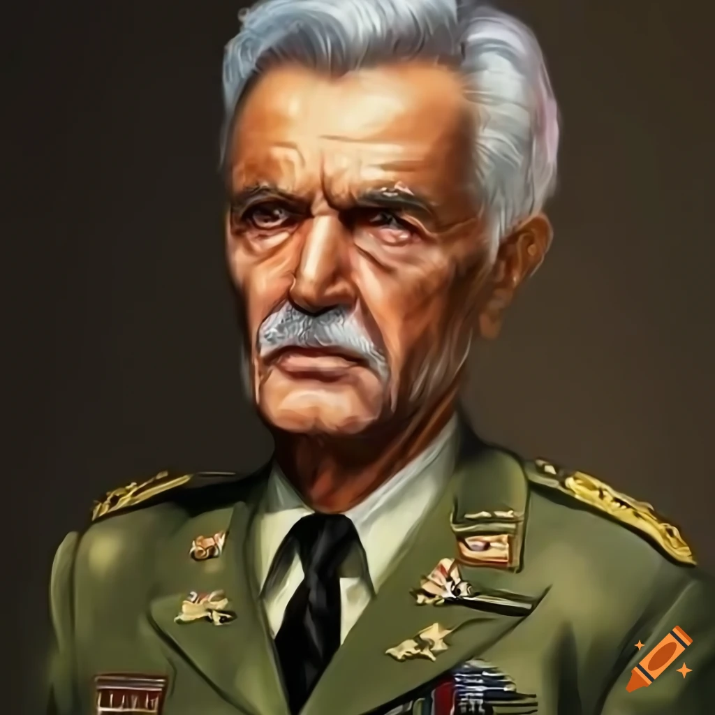 Brigadier general, mid 50s, graying hair, short beard, served in iraq
