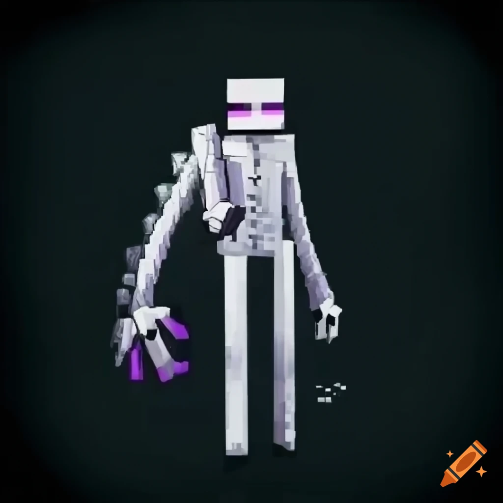 White minecraft enderman with a body with tentacle and multiple arms