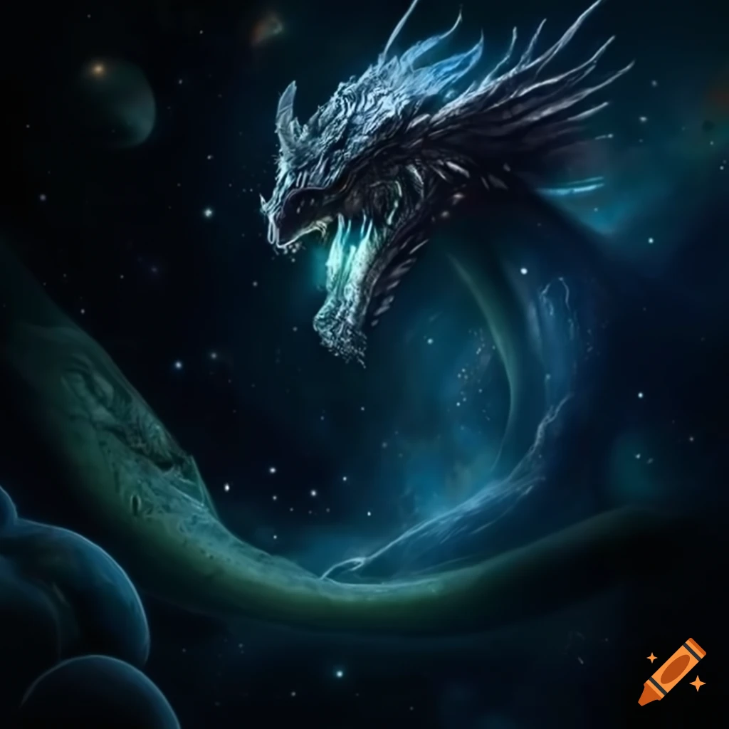 Dragon in space on Craiyon