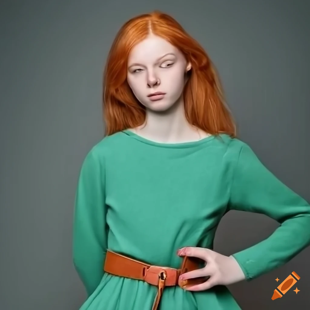 A ginger haired girl in green dress with a small belt and a purse on Craiyon A ginger haired girl in green dress with a small belt and a purse on Craiyon