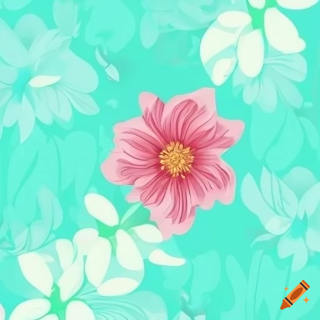 Floral wedding background - pink and mint green flower pattern