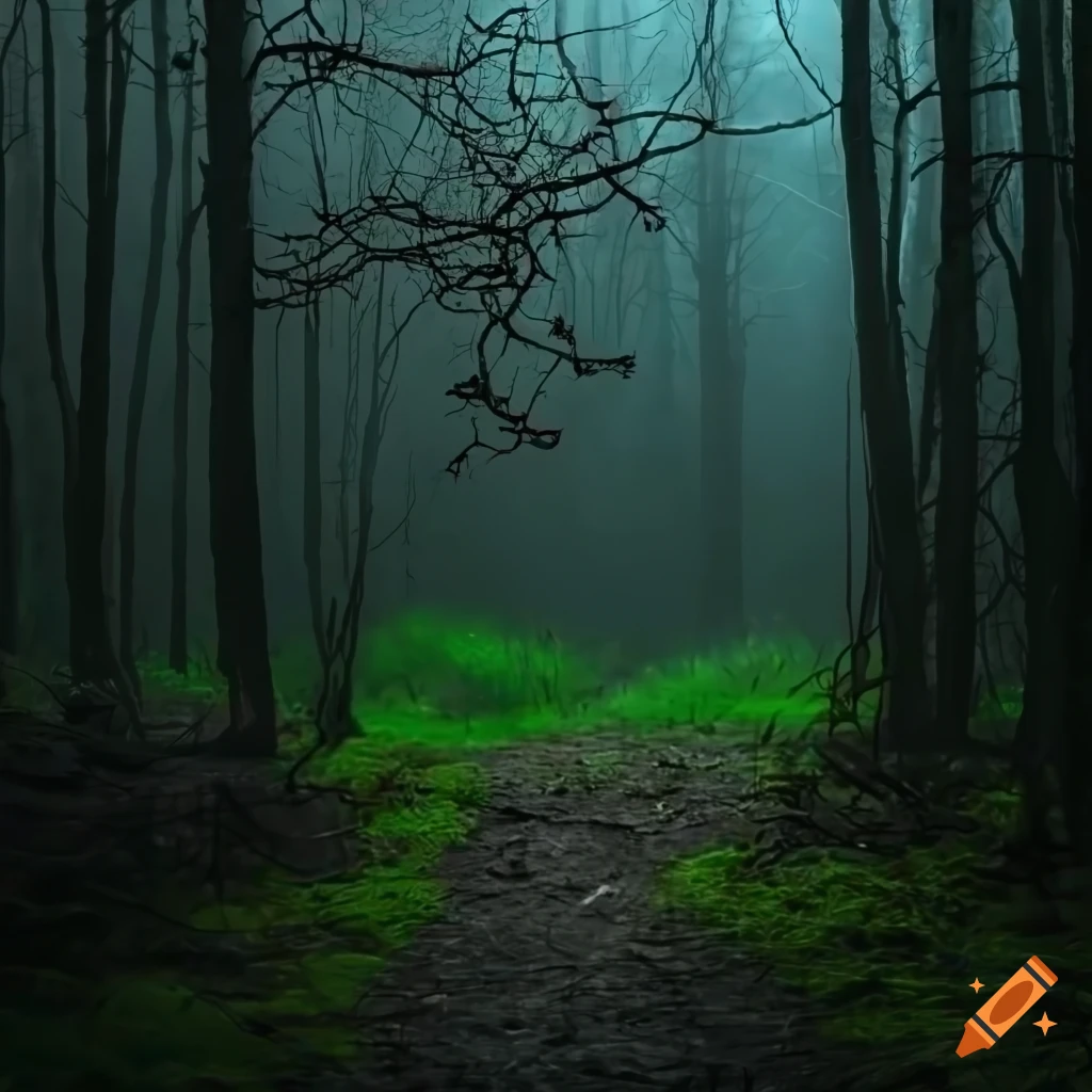 Bosque Oscuro Y Tenebroso Con Arboles