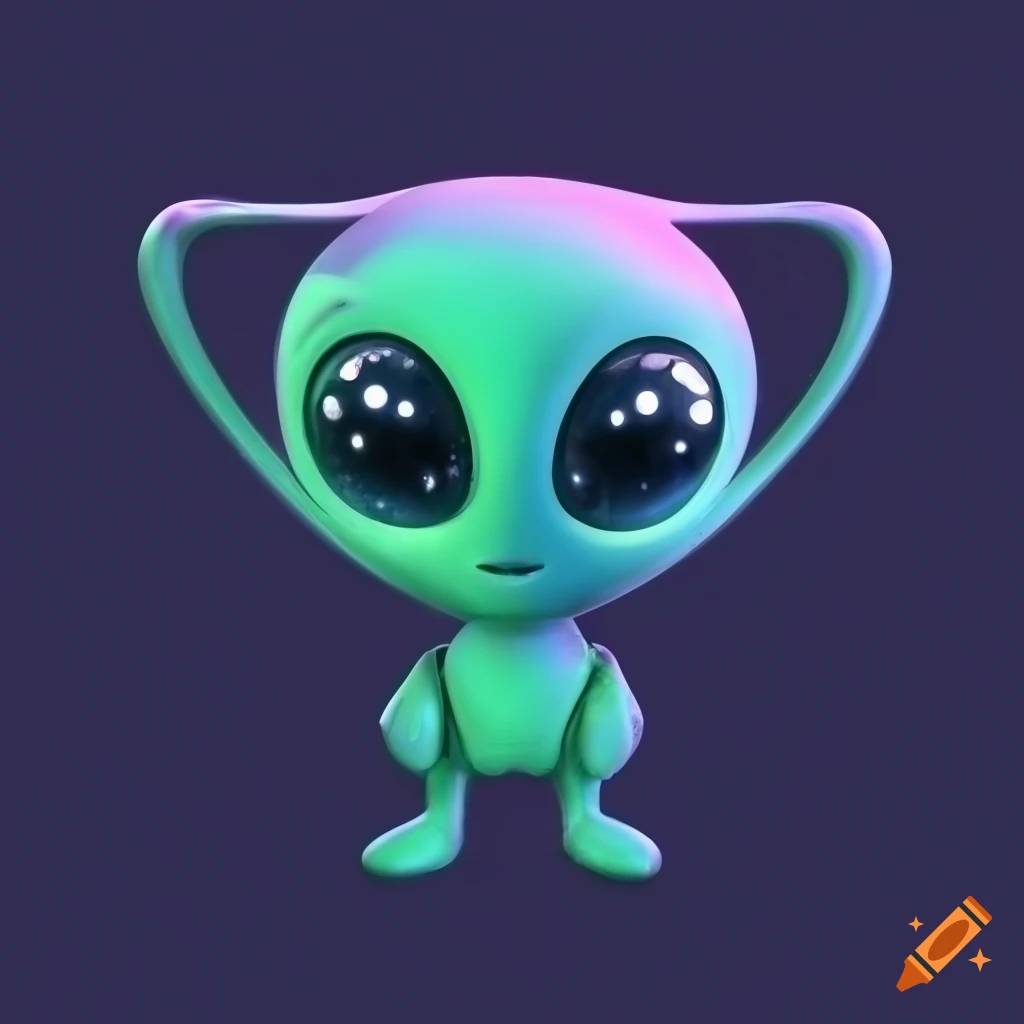 Cute alien high resolution, antennas, black space background, shaped like a  pea on Craiyon