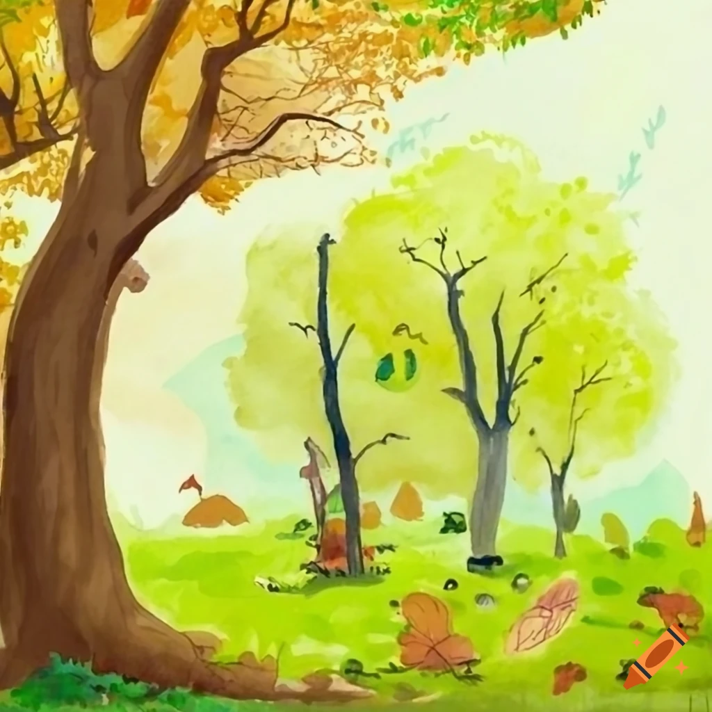 How To Draw Forest Scenery Easy For Beginners |Drawing Forest Scenery Easy  For Kids - YouTube