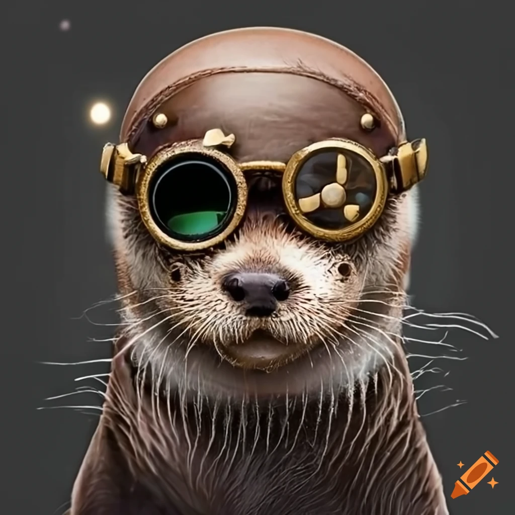 Otter wearing steampunk goggles