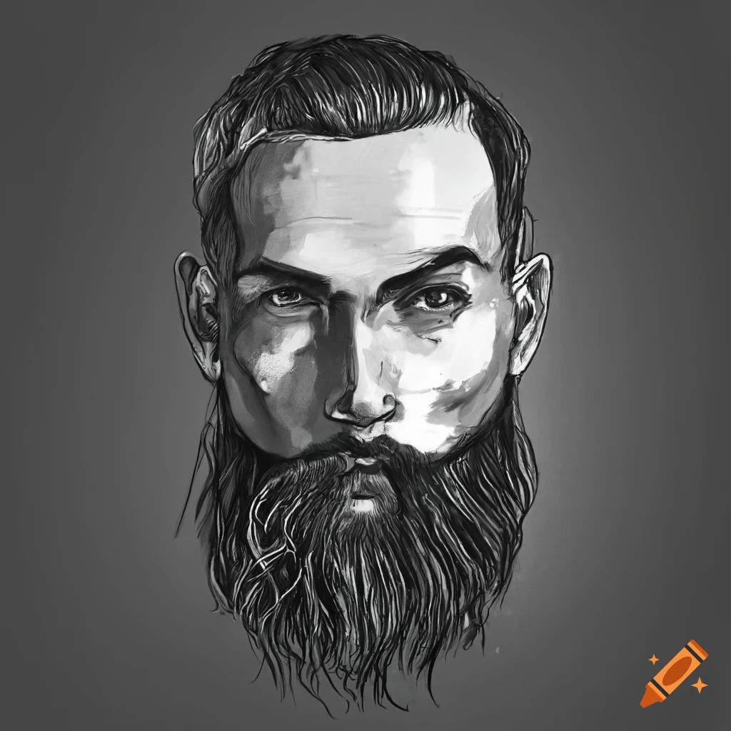 bearded man charcoal sketch | 