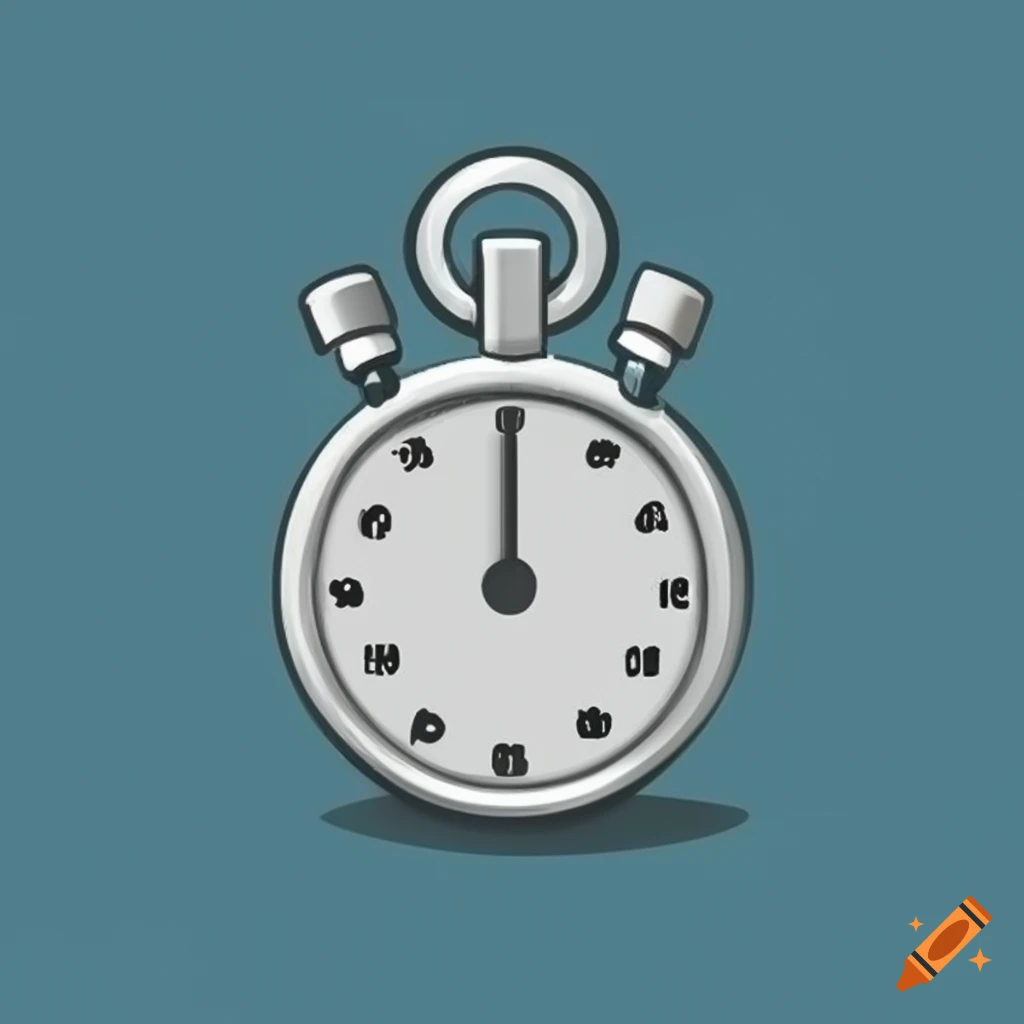 White cartoon stopwatch with no numbers, blue 500 background, centered