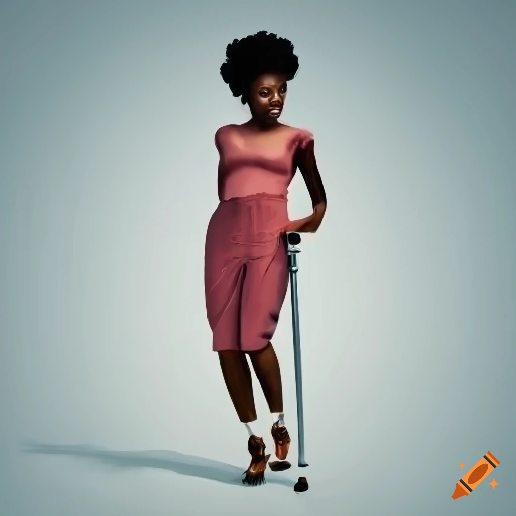 black woman with crutches