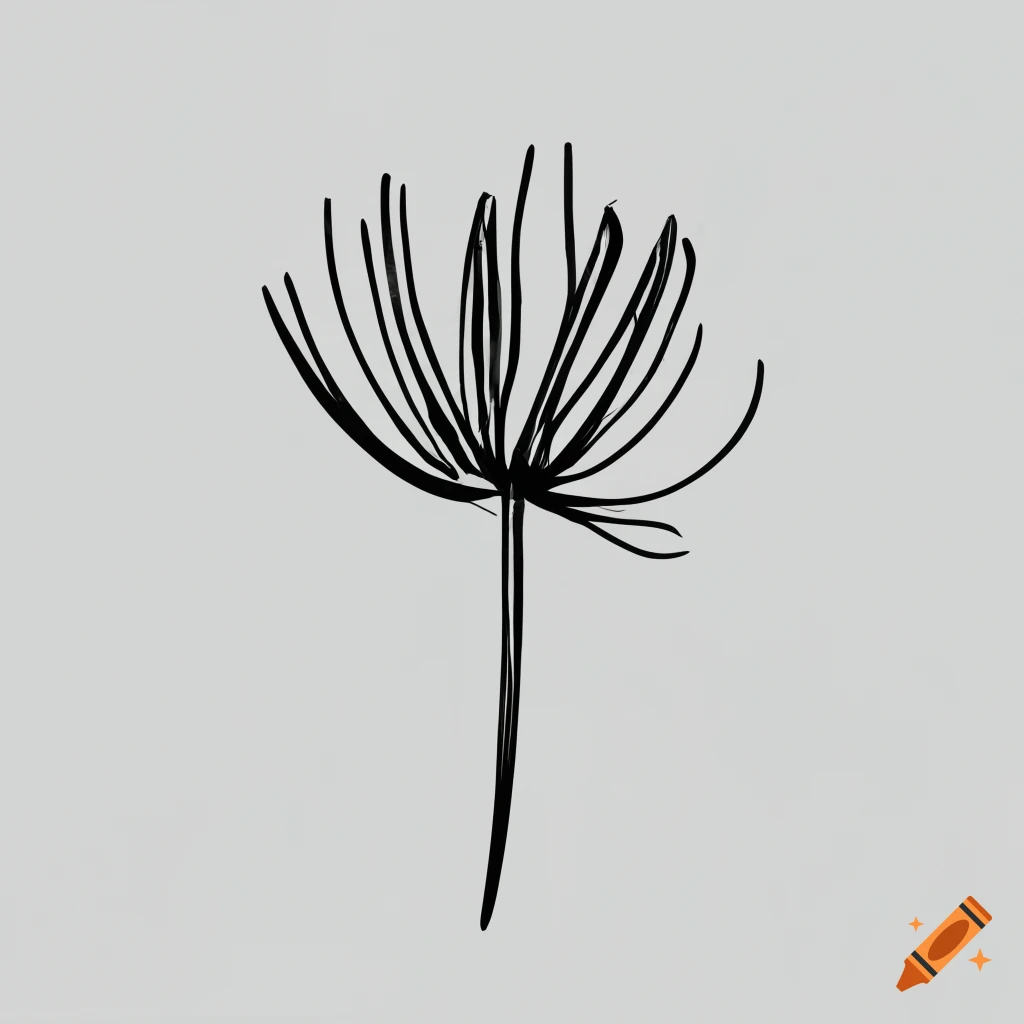 Hand drawn creative wildflower design, side profile, simple ...