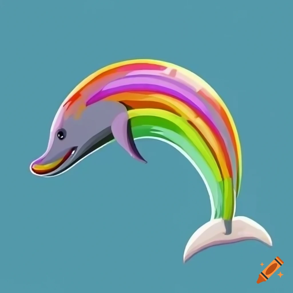 Rainbow dolphin cartoon