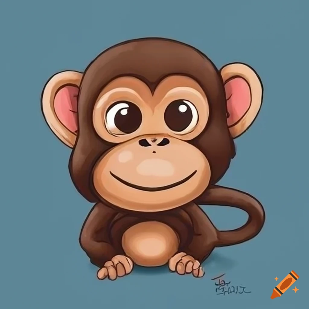 Cute Monkey Cartoon Eating Banana Sitting Facial Drawing Vector, Sitting,  Facial, Drawing PNG and Vector with Transparent Background for Free Download