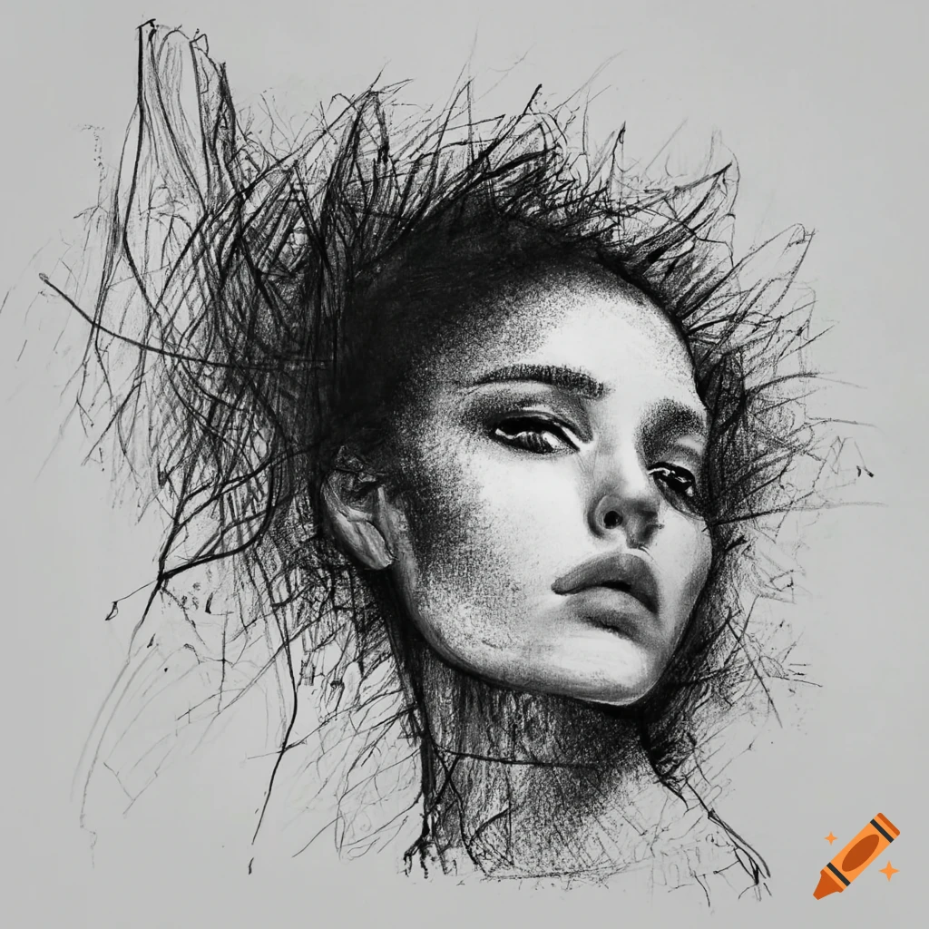 Monochrome abstract sketch on paper