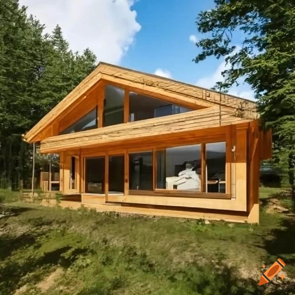 Modern timber apartments in forest on Craiyon
