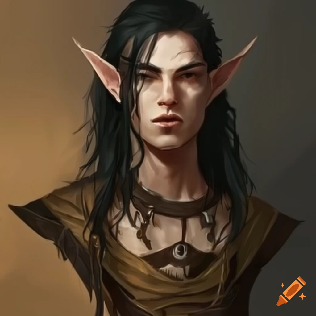 Fantasy male character with worn out attire and striking features. elf ...