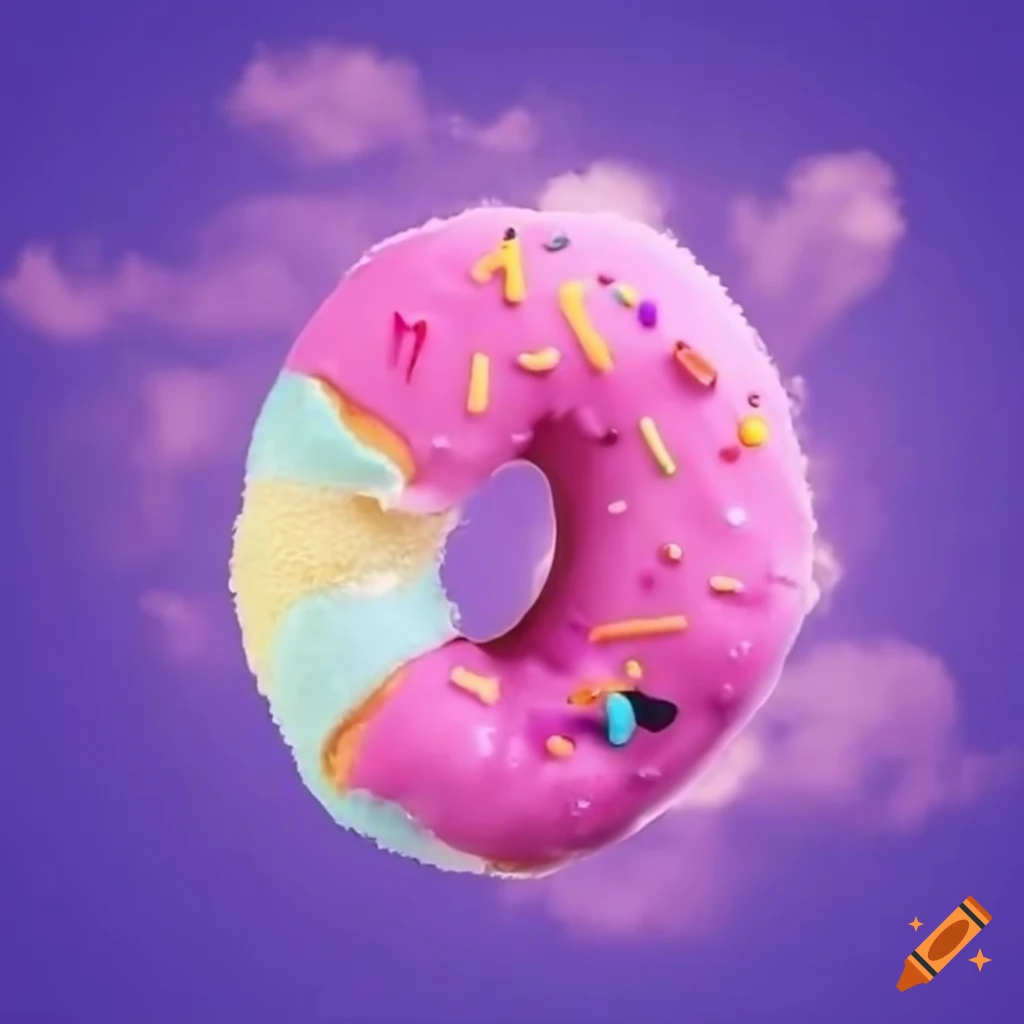 Fluffy dreamy donut clouds with jumping dogs