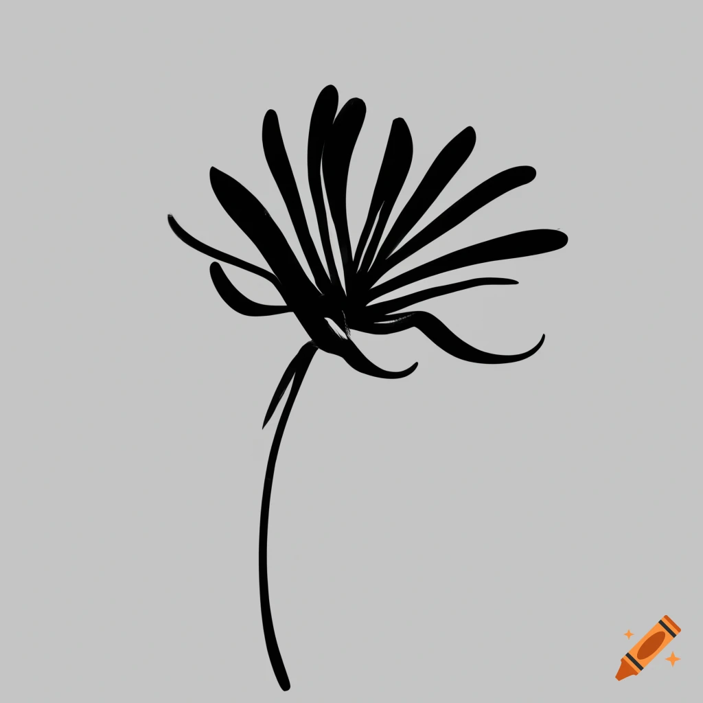 Abstract hand drawn creative wildflower design, side profile, simple ...