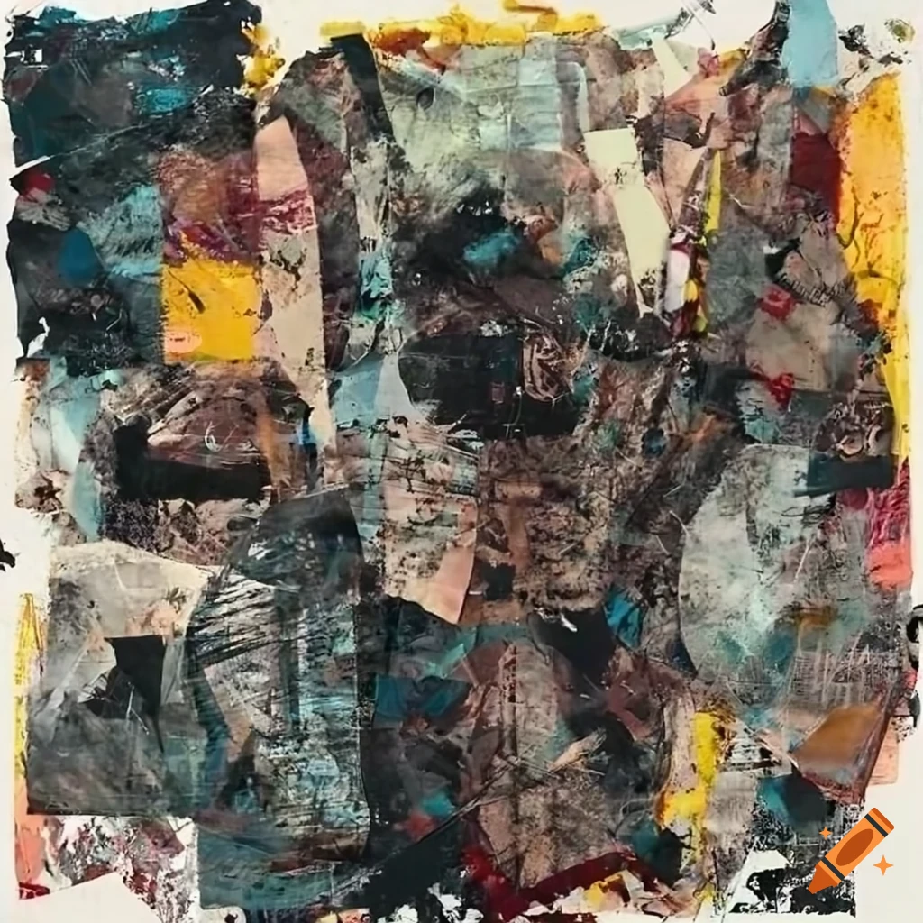 Mixed - media collage abstract painting in the style mark bradford ...
