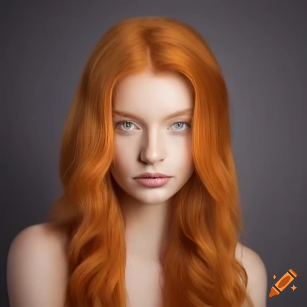 Beautiful feminine face, ginger hair on Craiyon