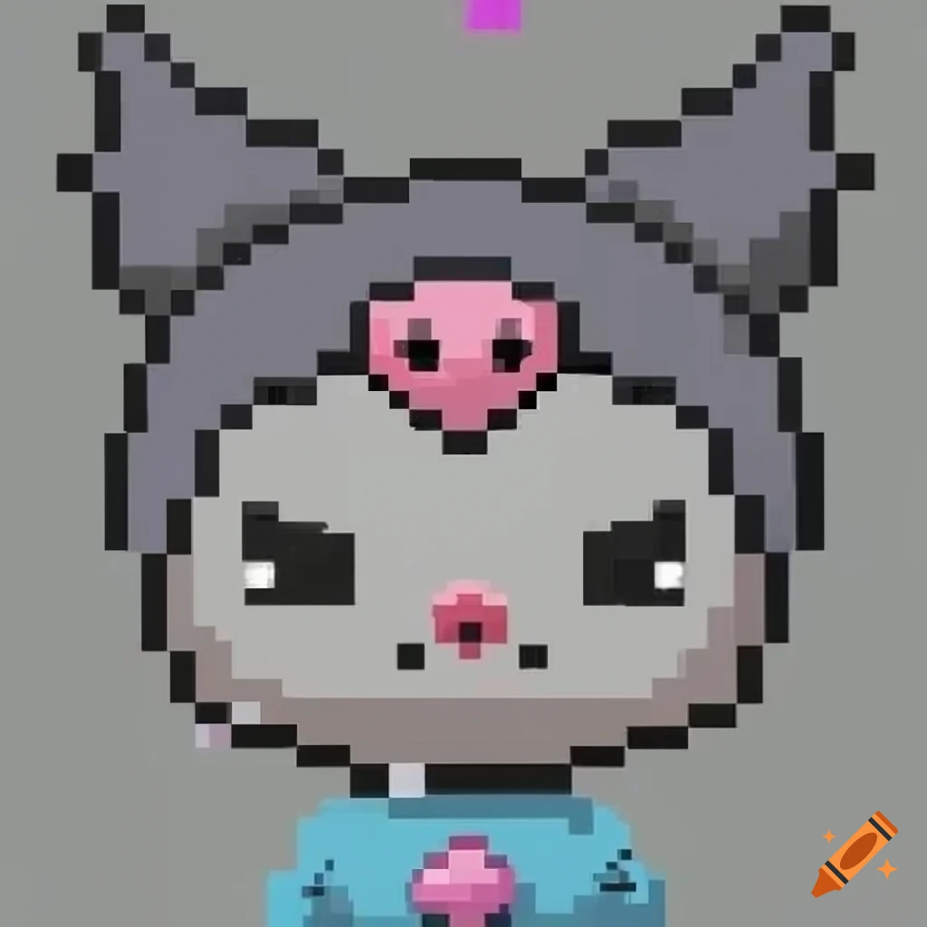 Kuromi face from Hello Kitty Pixel Art Style