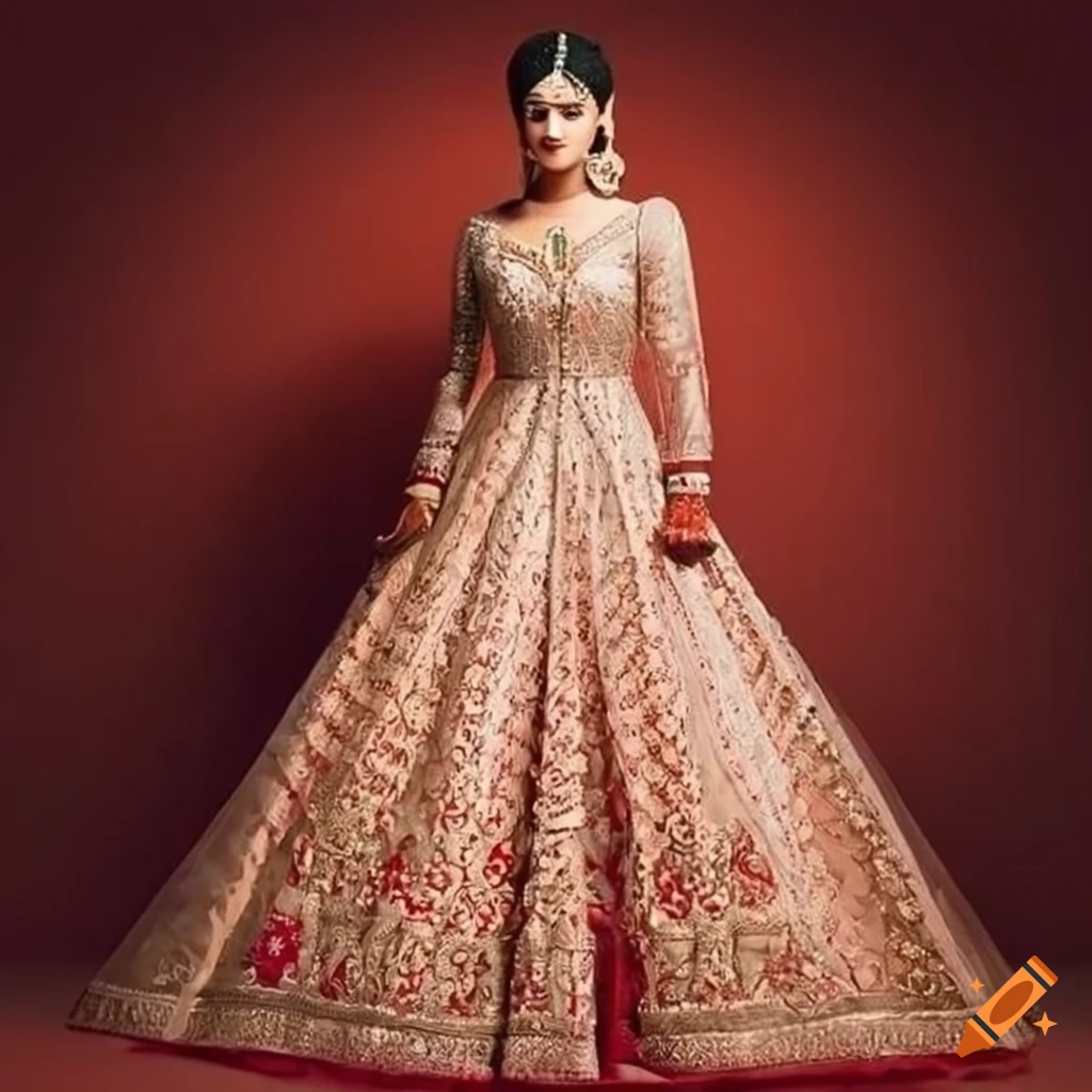 Bollywood Designer Latest Indian Wedding Creme Gown with Gold High Quality  | eBay