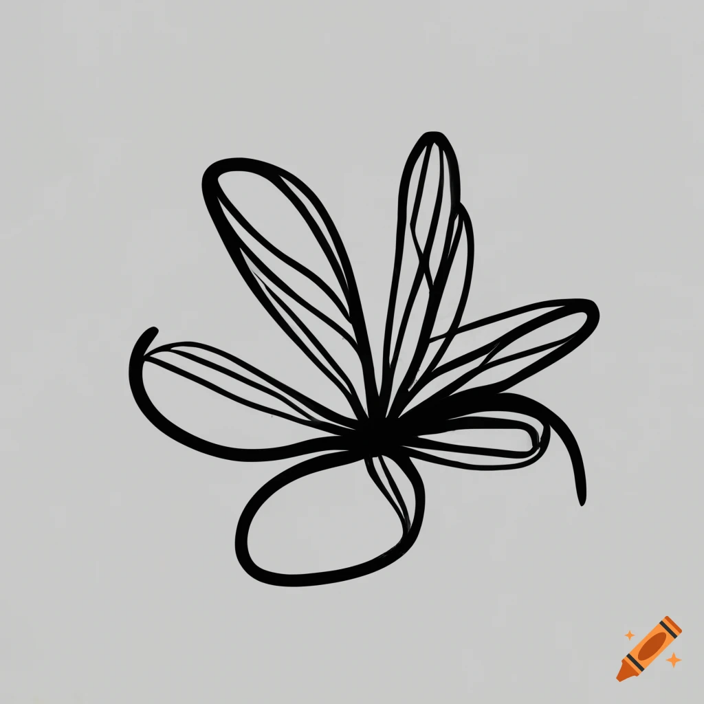 Abstract hand drawn creative wildflower design, side profile, simple ...