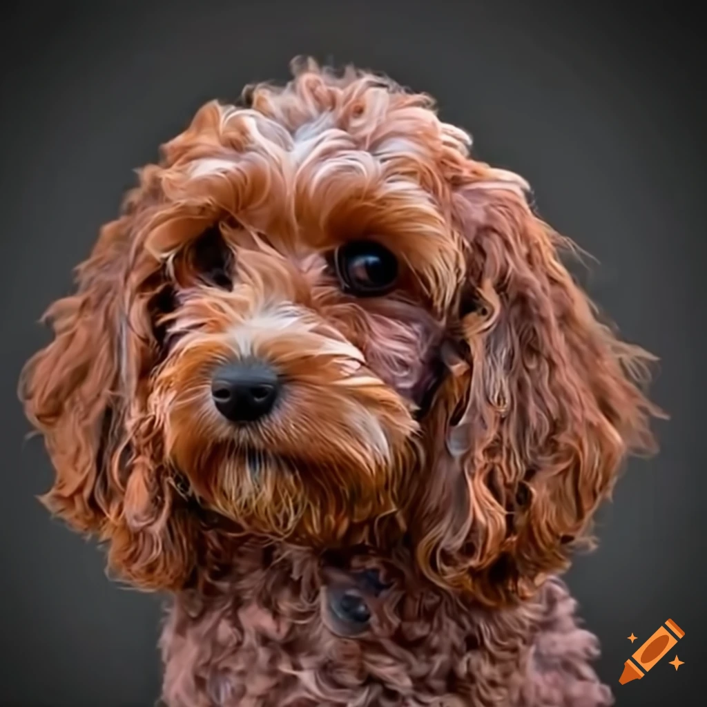 A colorful cockapoo happily posing for the camera