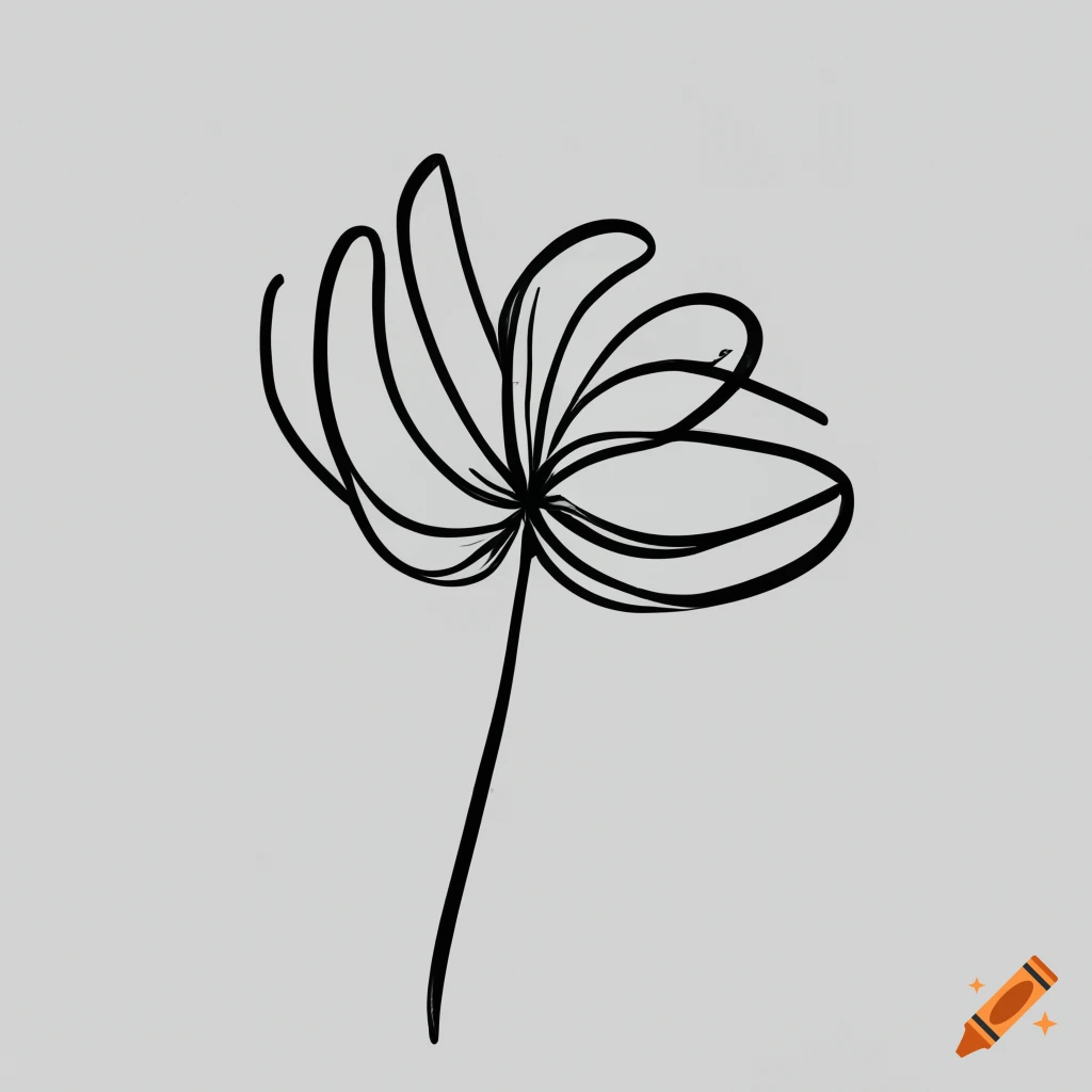 Abstract hand drawn creative wildflower design, side profile, simple ...