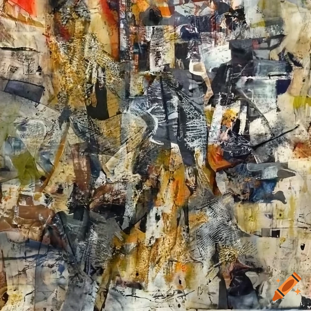 Mixed - media collage abstract painting in the style mark bradford ...