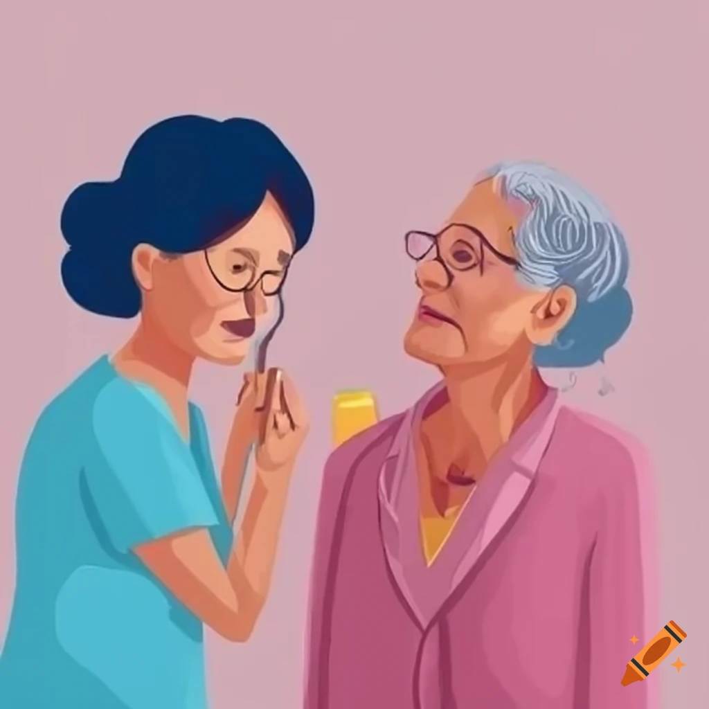 Dibujo relacionado con ayuda a la dependencia a personas mayores