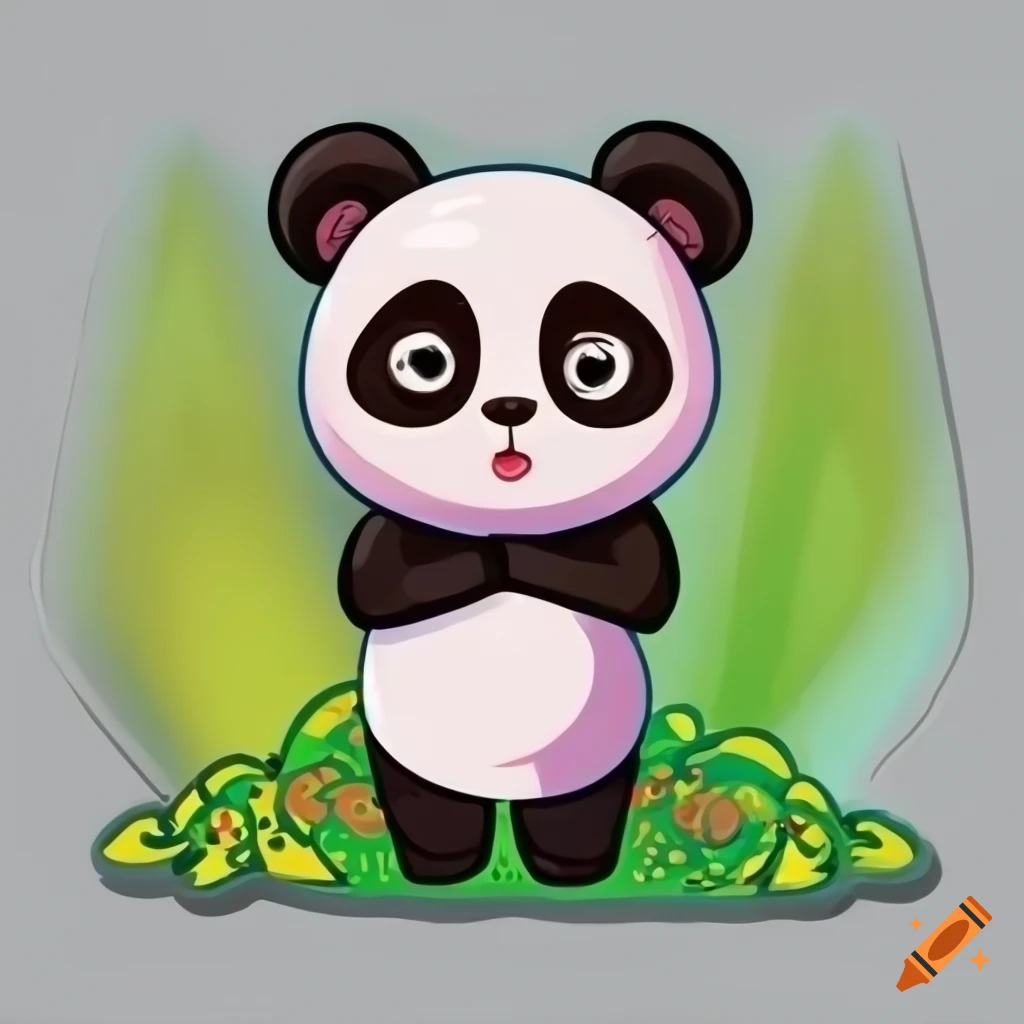 Animated cute panda stickers, white background