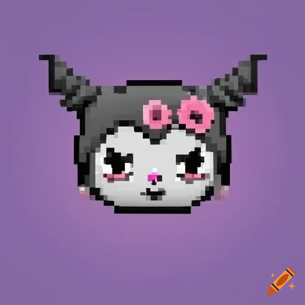 Kuromi face from Hello Kitty Pixel Art Style