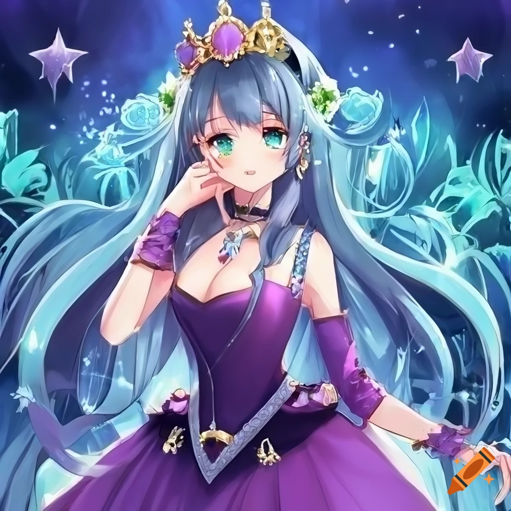 Premium Photo | Beautiful anime princess girl wearing elegant dress costume  stands in the beautiful fantasy backgrou