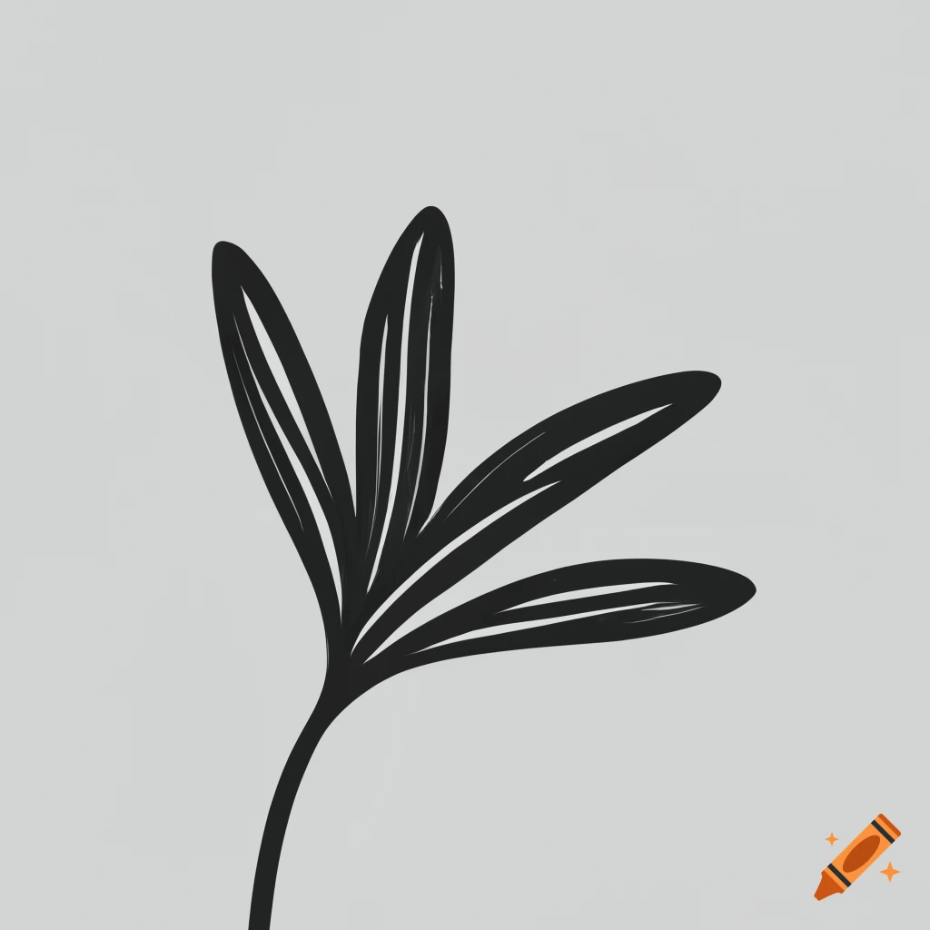 hand drawn creative wildflower design, side profile, simple, minimalistic, sharp lines, thin lines, white background, black and white