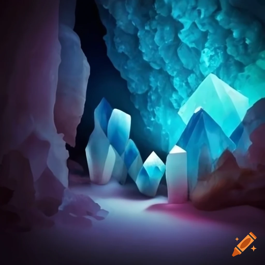 Beautiful cave made of crystals on Craiyon