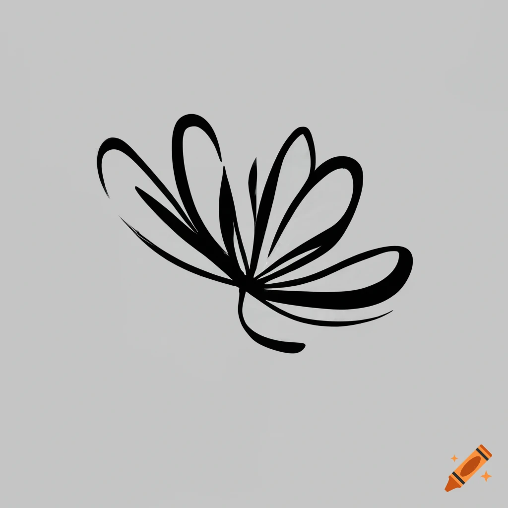 Flower line art illustration with black thin line. PNG with
