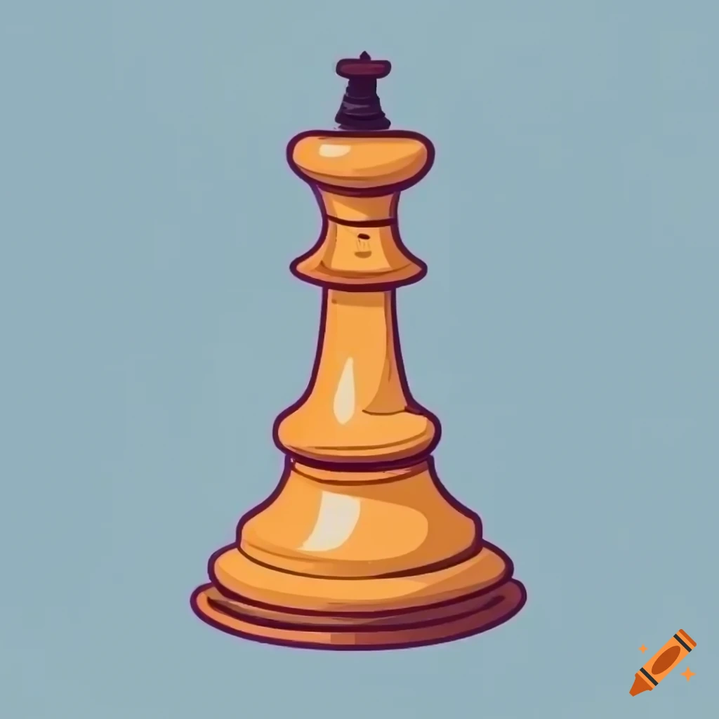 Chess board in a flat cartoon style illustration on Craiyon