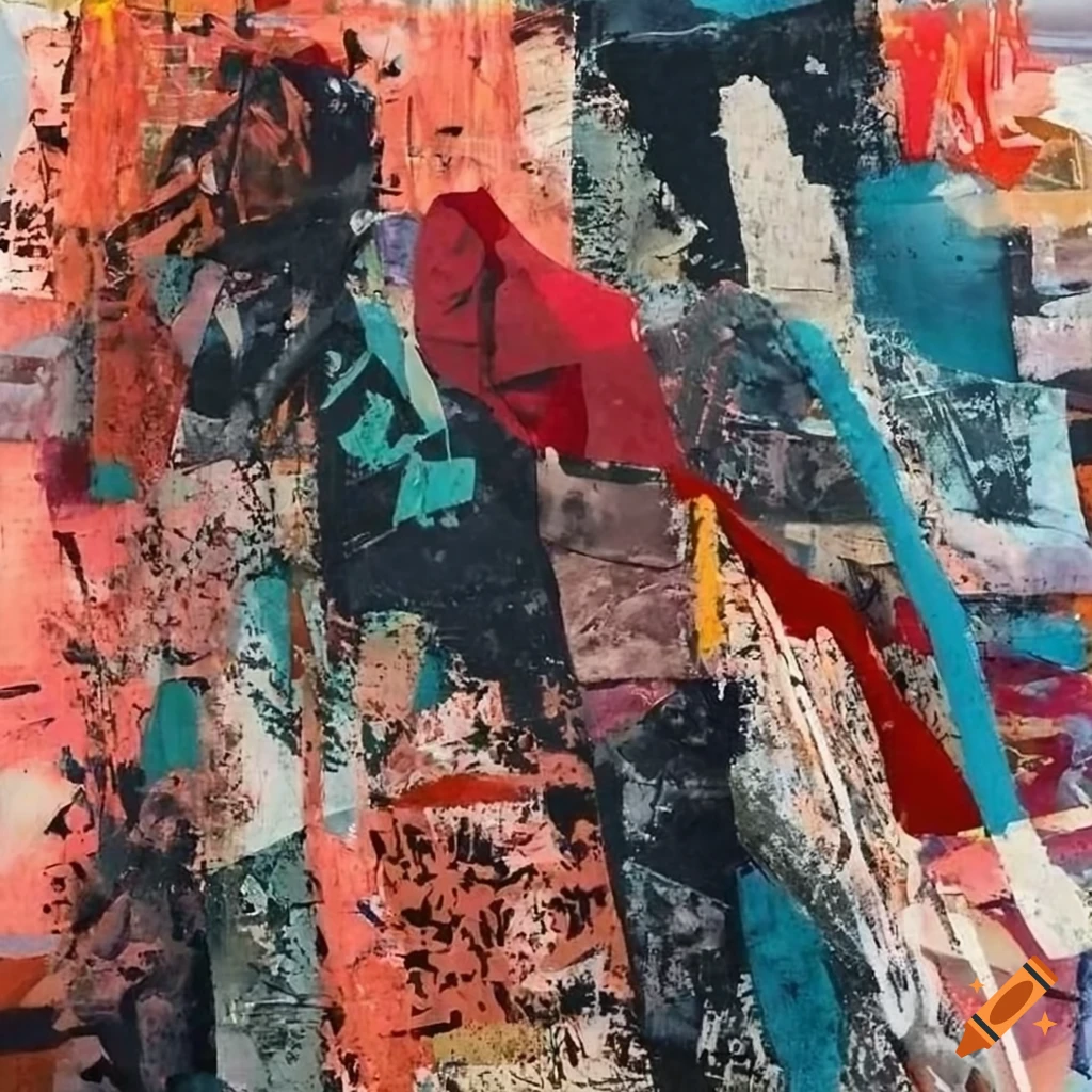 Mixed - media collage abstract painting in the style mark bradford ...